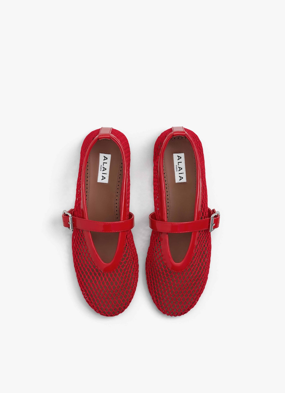 BALLET FLATS IN FISHNET ALAÏA RED BALLET FLATS IN FISHNET